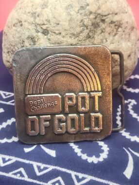 Pepsi Pot of Gold Belt Buckle - Embossed Metal Rainbow Design